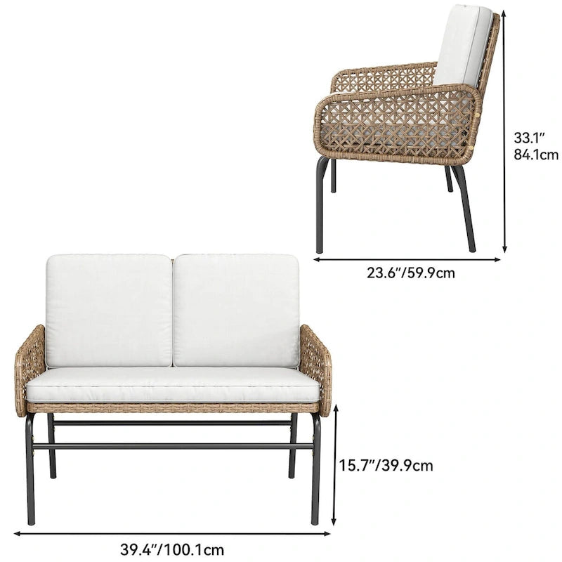 Causeuse de patio en osier pour l'extérieur – 59,9P x 100,1l x 84,1H