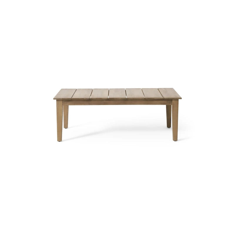Table basse d'extérieur en bois d'acacia, marron clair, 14 H x 23,5 L x 39,5 P