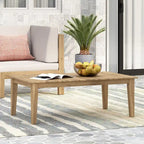Table basse d'extérieur en bois d'acacia, marron clair, 14 H x 23,5 L x 39,5 P