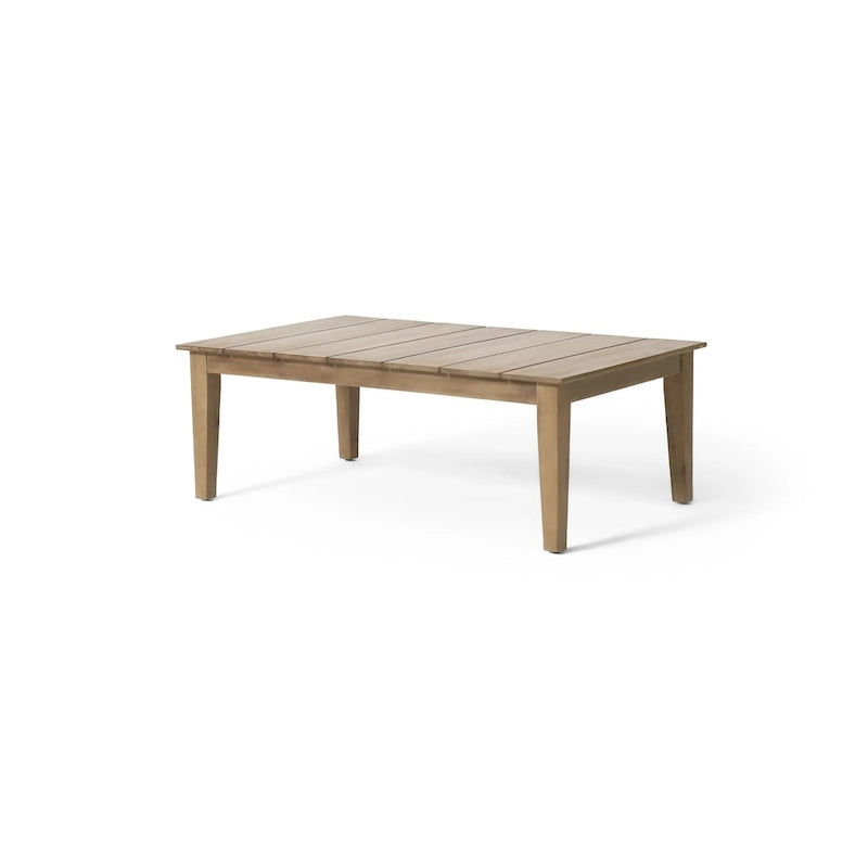 Table basse d'extérieur en bois d'acacia, marron clair, 14 H x 23,5 L x 39,5 P