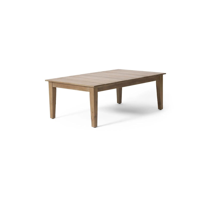 Table basse d'extérieur en bois d'acacia, marron clair, 14 H x 23,5 L x 39,5 P