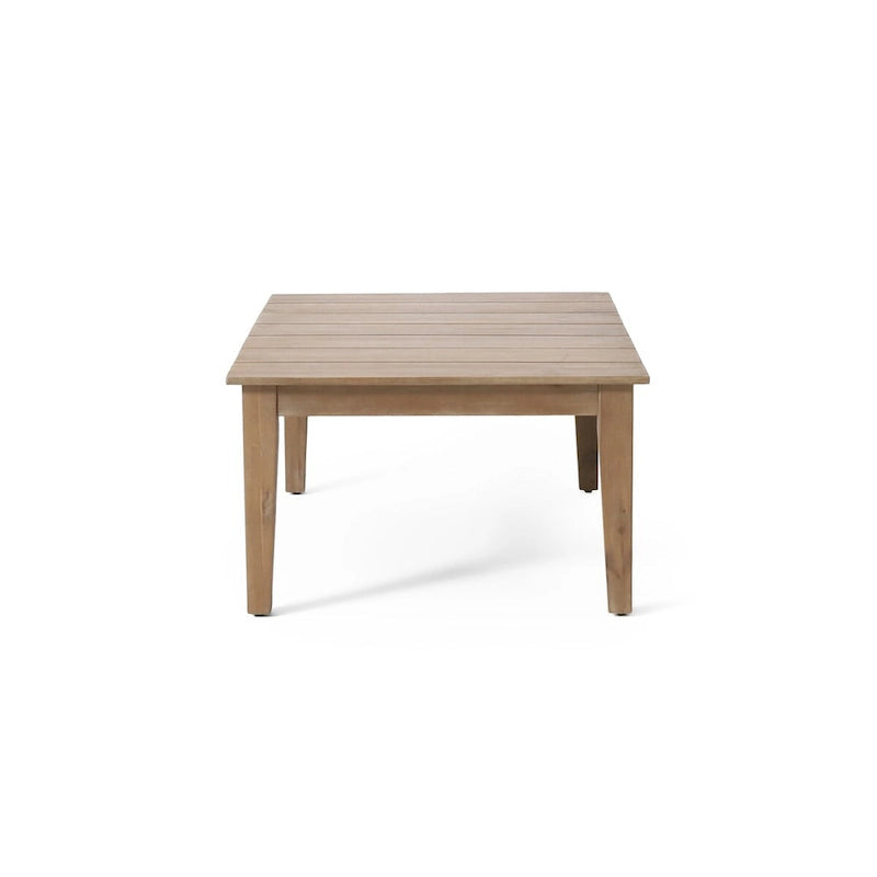 Table basse d'extérieur en bois d'acacia, marron clair, 14 H x 23,5 L x 39,5 P