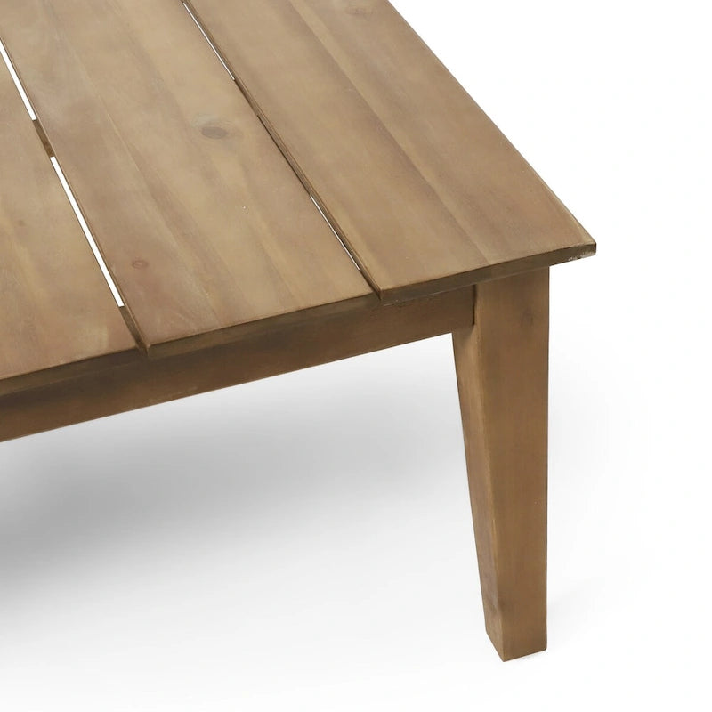 Table basse d'extérieur en bois d'acacia, marron clair, 14 H x 23,5 L x 39,5 P