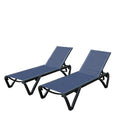 Chaise longue, 2 chaises longues de patio avec dossier réglable à 5 positions et roues, chaise inclinable tout temps