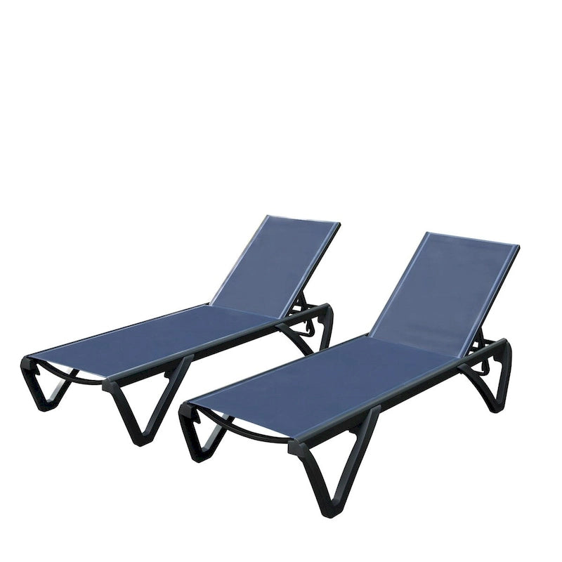 Chaise longue, 2 chaises longues de patio avec dossier réglable à 5 positions et roues, chaise inclinable tout temps