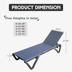 Chaise longue, 2 chaises longues de patio avec dossier réglable à 5 positions et roues, chaise inclinable tout temps