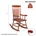 Fauteuil à bascule de patio en bois massif - 22,8 x 34,3 x 44,1 pouces