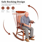 Fauteuil à bascule de patio en bois massif - 22,8 x 34,3 x 44,1 pouces