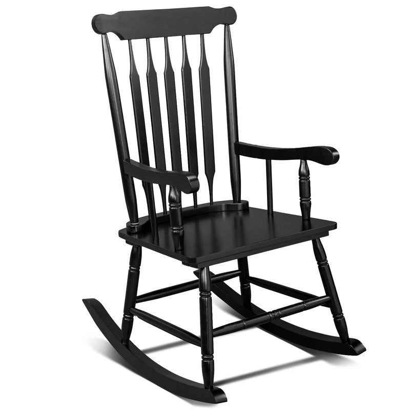 Fauteuil à bascule de patio en bois massif - 22,8 x 34,3 x 44,1 pouces