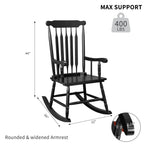 Fauteuil à bascule de patio en bois massif - 22,8 x 34,3 x 44,1 pouces