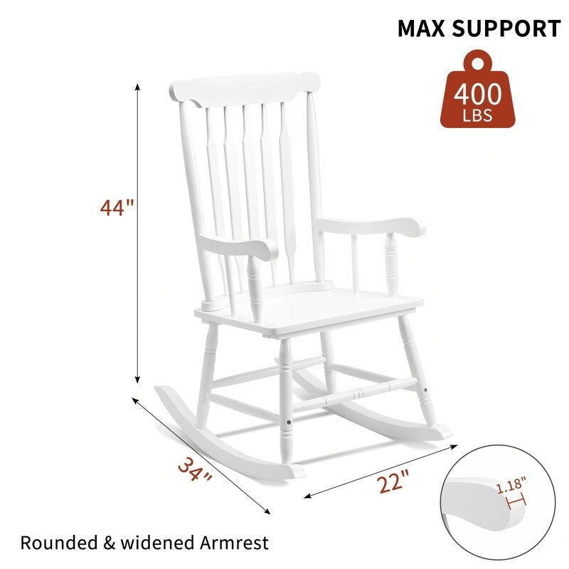 Fauteuil à bascule de patio en bois massif - 22,8 x 34,3 x 44,1 pouces