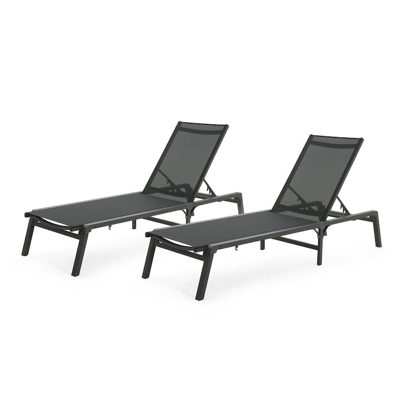 Chaises longues pliantes d'extérieur en aluminium Savant (lot de 2) par Christopher Knight Home