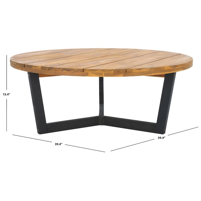 SAFAVIEH Outdoor Living Table Basse Ronde Leo 3 Pieds - 39Lx39Px15H