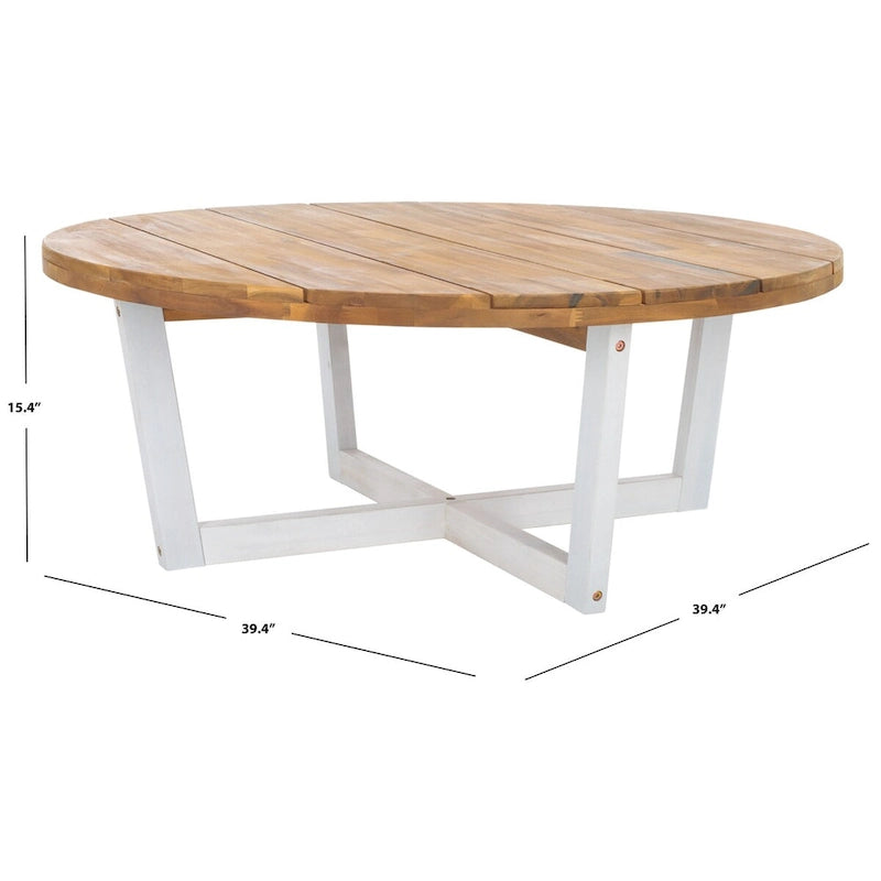 SAFAVIEH Outdoor Living Leo Table Basse Ronde 4 Pieds - 39Lx39Px15H