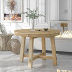 Table de salle à manger ronde extensible de style ferme avec 16 rallonges en bois
