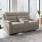 Canapé inclinable 2 places en tissu technique beige/gris, dossier et repose-pieds réglables