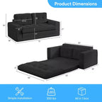 Mjkone Canapé-Lit Futon Convertible 2-en-1 180 cm, Canapé Deux Places Pliable en Tissu Côtelé avec Boutons Touffetés, Idéal pour Petits Espaces
