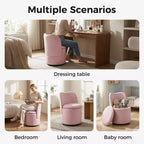 Chaise de vanité pivotante avec rangement, tabouret de maquillage rond rembourré avec dossier, fauteuil d'appoint rembourré doux pour chambre et salon