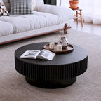 Table basse/de salon ronde moderne plaquée en bois massif avec rangement