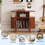 Meuble de lecture de disques vinyles de style Mid-Century Modern, Étagère de tourne-disque en bois, Meuble de rangement ouvert pour vinyles, pour salon, chambre à coucher
