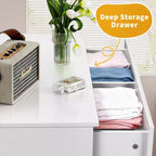 Grande commode à 6 tiroirs Karl Home pour chambre à coucher et commode à tiroirs avec construction robuste en bois, organisateur de rangement pour placard, en blanc