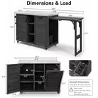 Îlot de cuisine extérieure de 198,9 cm avec comptoir en acier inoxydable, station de barbecue pliable et armoires de rangement, noir