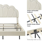 Ensembles de chambre à coucher 2 pièces – Lit plateforme double avec LED et pouf de rangement