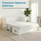 Lit escamotable convertible Queen Size Mjkone avec matelas, chargement USB, tiroirs de rangement