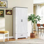 HOMCOM Armoire de garde-manger de ferme de 183 cm avec portes de grange, meuble de rangement de cuisine haut avec étagères réglables et tiroir