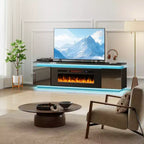 Meuble TV Skyzoo avec foyer électrique intégré, pour téléviseurs jusqu'à 80 pouces, avec lumières LED et 4 prises CA, console TV pour salon