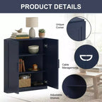 Meuble d'angle Dovelina avec étagères réglables, buffet, meuble à vin, meuble de cuisine et de salle à manger avec portes en bois - 31H x 31L, 36H x 31L