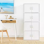 Hodedah HID44 Meuble de rangement multifonctionnel fermé à 8 portes pour la maison et le bureau, finition bois de hêtre