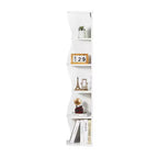 VECELO Étagère d'Angle Onde à 5 Niveaux, Étagère de Rangement Verticale Haute pour Petits Espaces et Salon, Blanche