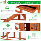Grand poulailler AECOJOY 366 cm avec enclos, abri en bois, cage à volaille