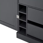 Garde-manger de cuisine autoportant 77H, armoire de rangement de style ferme avec étagères réglables, étagères de porte, tiroirs et casiers à vin - ModernLuxe