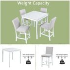 Ensemble de salle à manger moderne 5 pièces avec table carrée hauteur comptoir et 4 chaises rembourrées