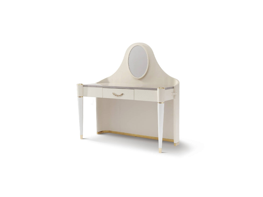 Coiffeuse en cuir blanc avec miroir pour chambres élégantes