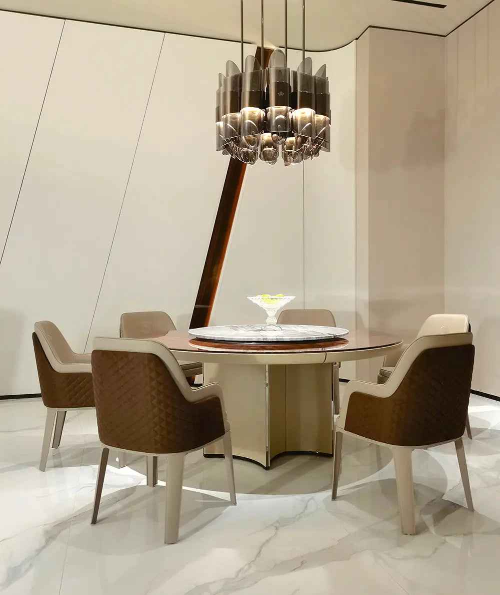 Table à manger ronde classique de luxe léger