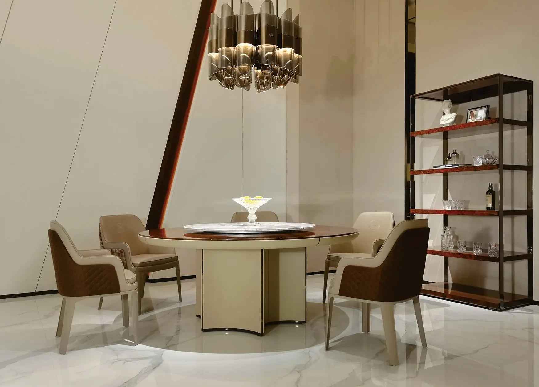 Table à manger ronde classique de luxe léger