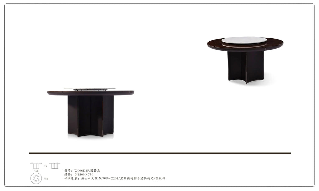 Table à manger ronde classique de luxe léger
