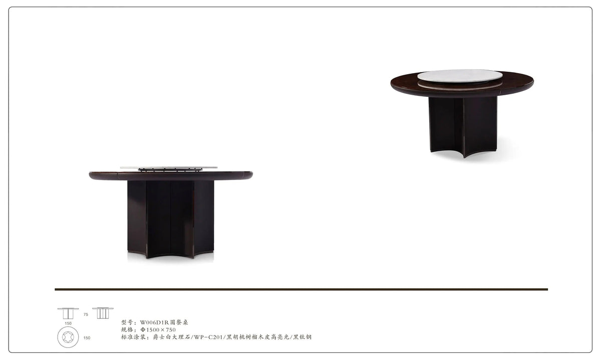 Table à manger ronde style Bentley de luxe léger classique W006D1A