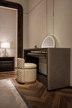 Table de chevet contemporaine en cuir avec tiroir et étagère ouverte