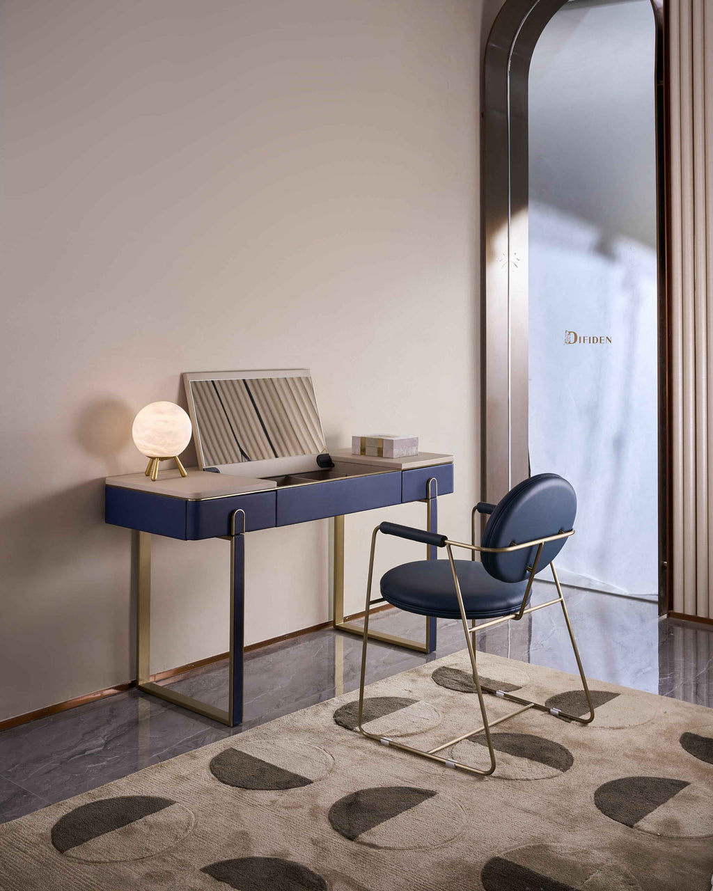 Coiffeuse en cuir sellier de luxe léger DM3-057-1