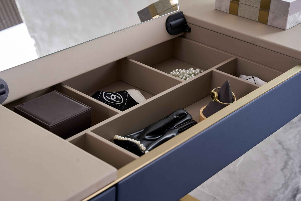 Coiffeuse en cuir sellier de luxe léger DM3-057-1