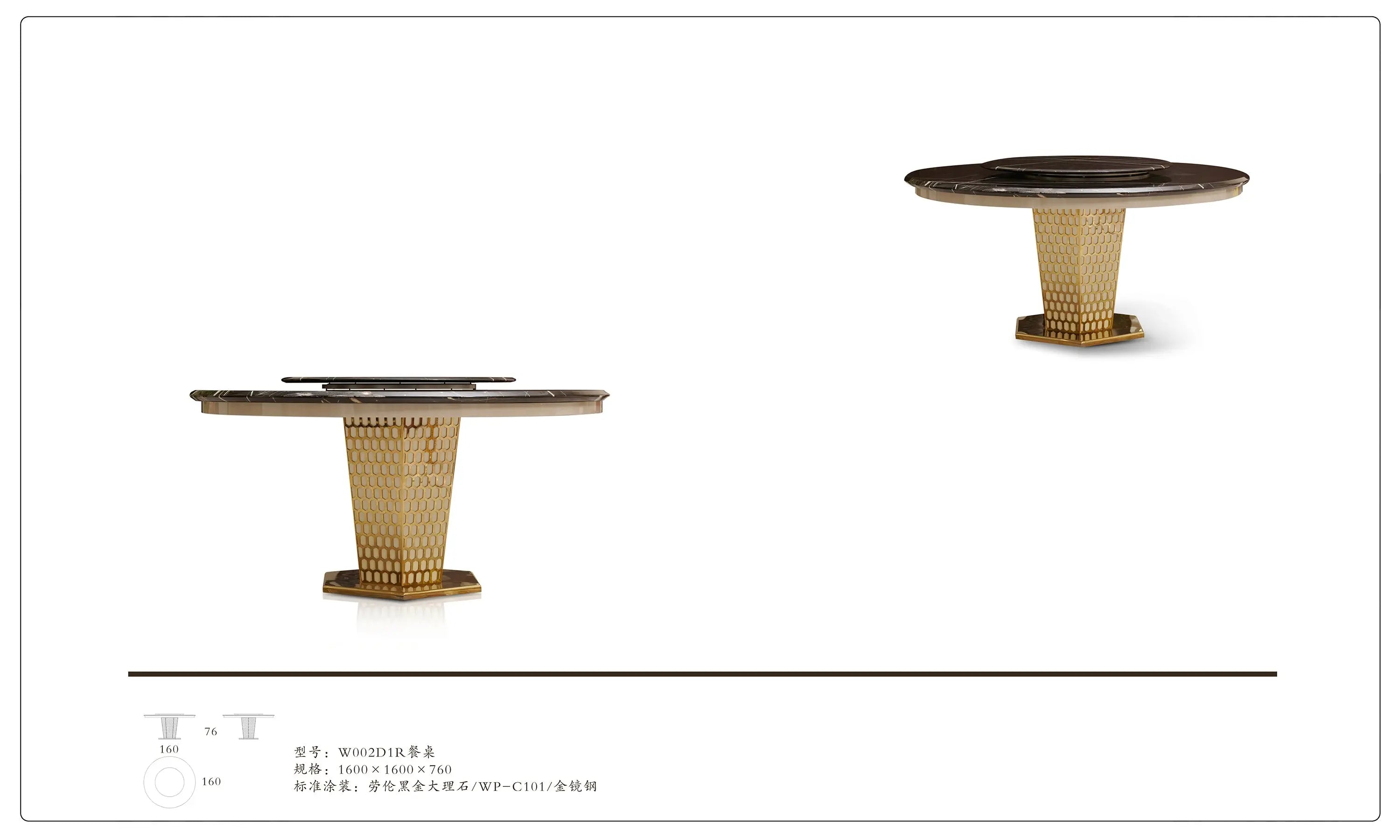 Table de salle à manger ronde et luxueuse en marbre au design moderne