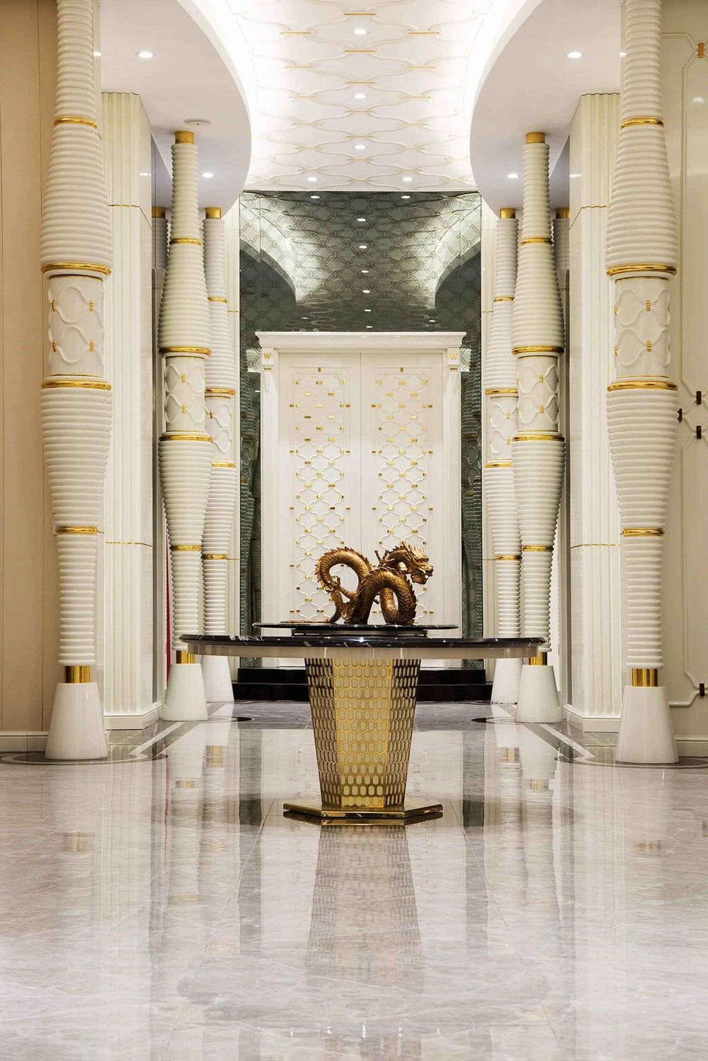 Table de salle à manger ronde et luxueuse en marbre au design moderne