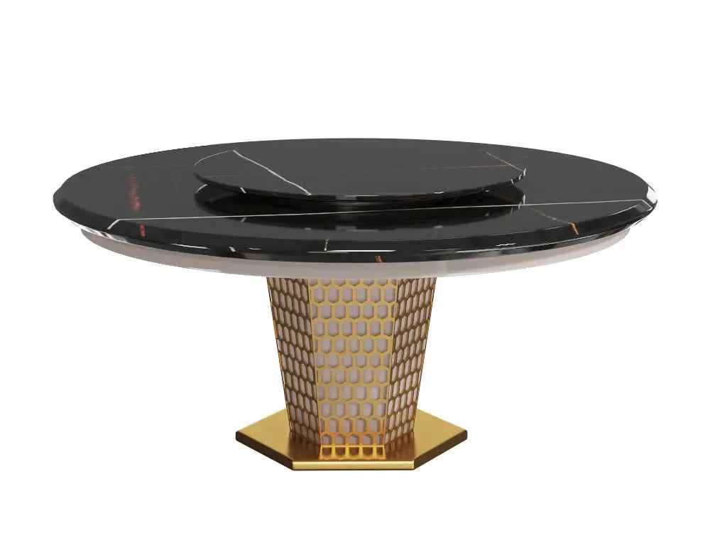 Table de salle à manger ronde et luxueuse en marbre au design moderne