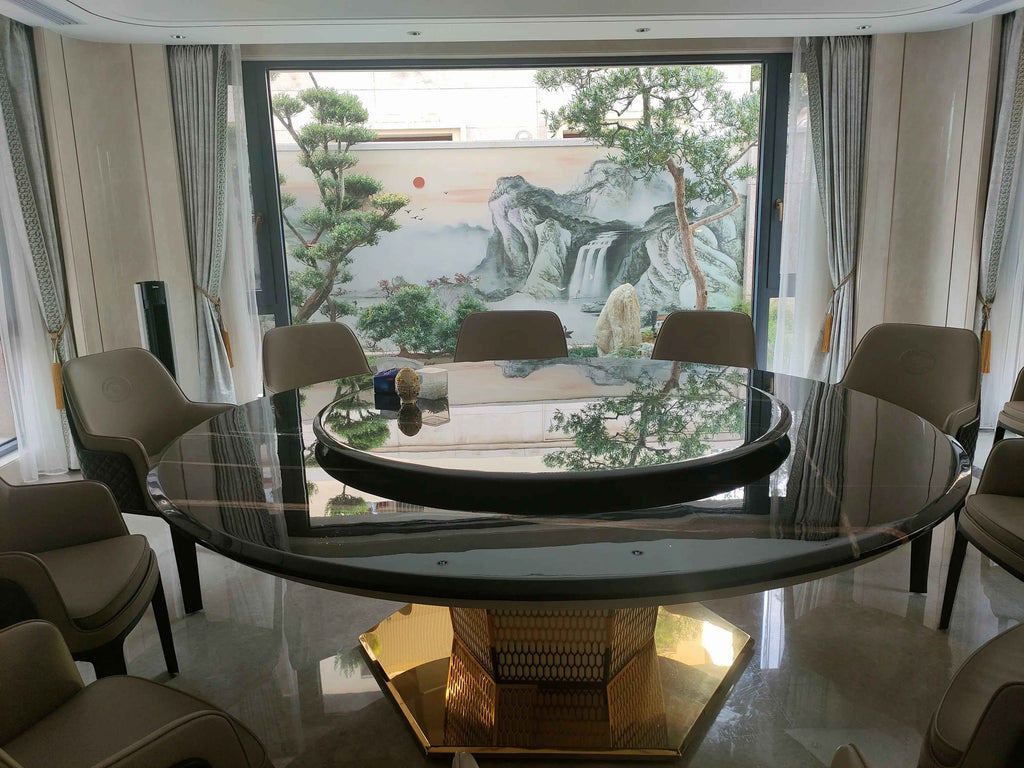 Table de salle à manger ronde et luxueuse en marbre au design moderne