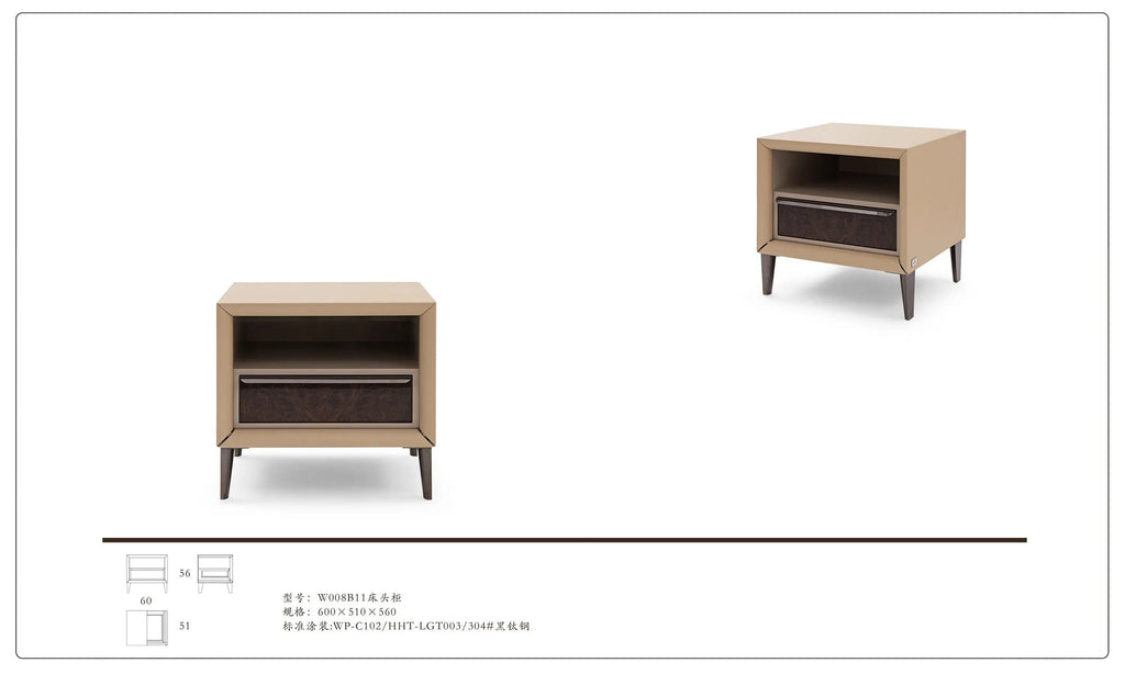Table de chevet classique en cuir pour chambres élégantes