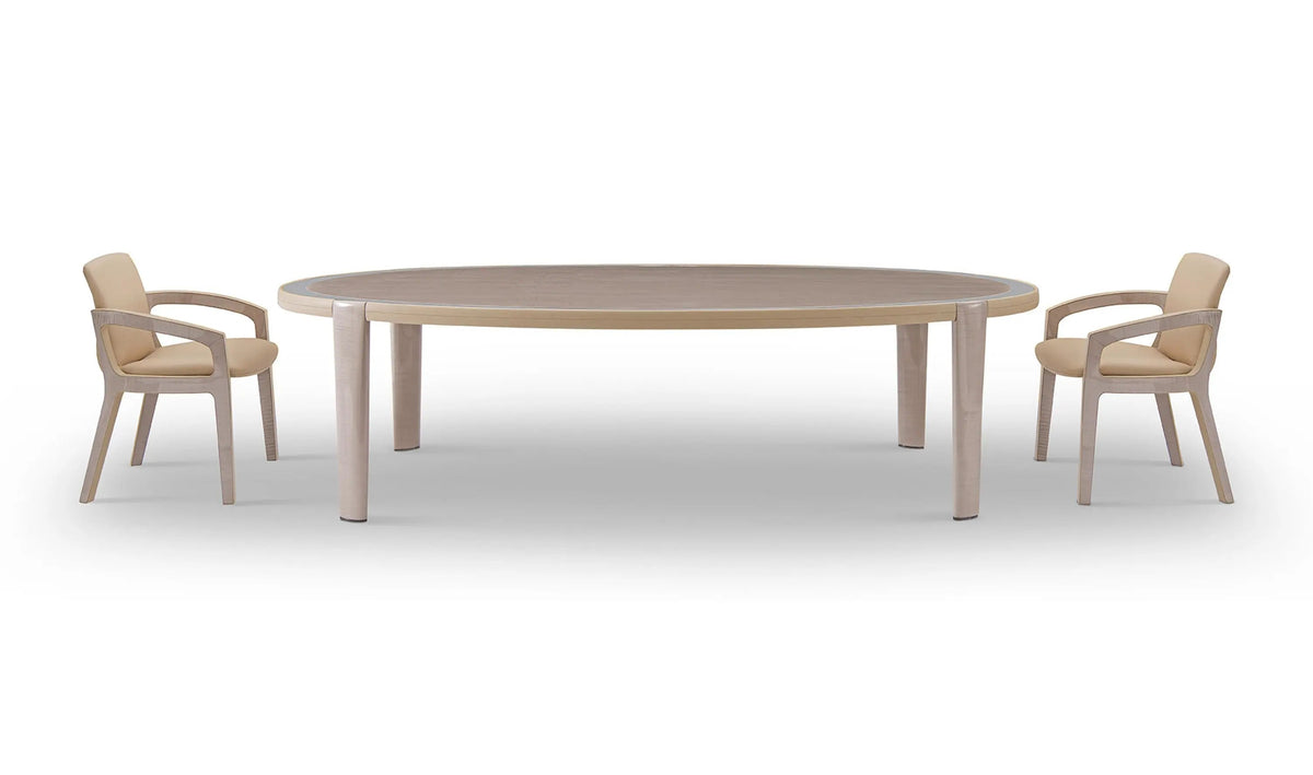 Table à manger en bois massif de style britannique haut de gamme W013D1 Bentley Oval Set
